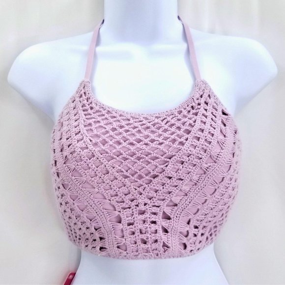 Xhilaration Bikini Top Junior Women Crochet Purple - Picture 2 of 9